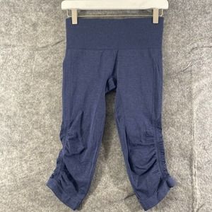 Lululemon In The Flow Crop Leggings 4 Heathered Cadet Blue Stretch Capri